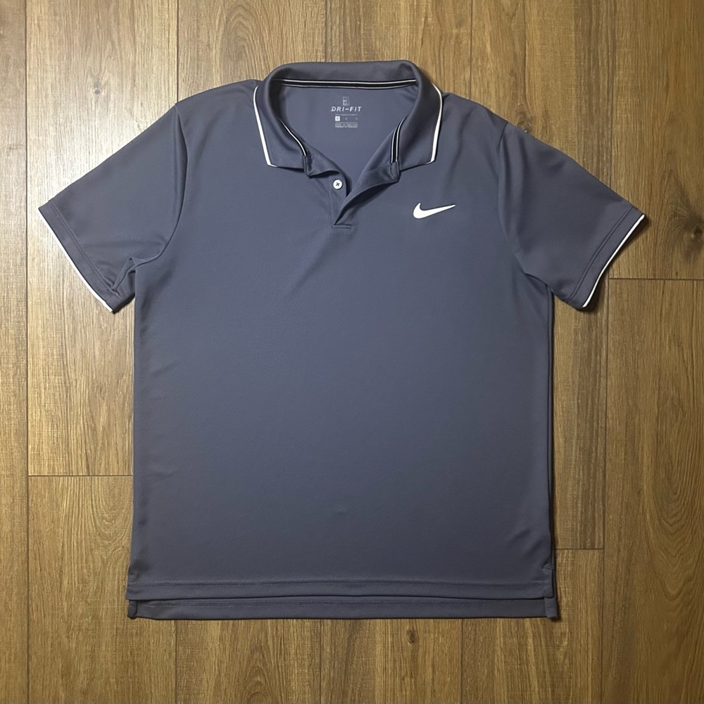 Nike Men's Grey and White Polo Shirt